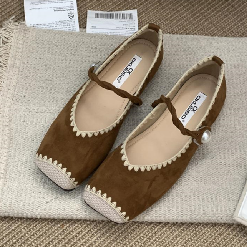 Women Shoes Japanese Brand - Retro Splicing Design Comfort Flats for