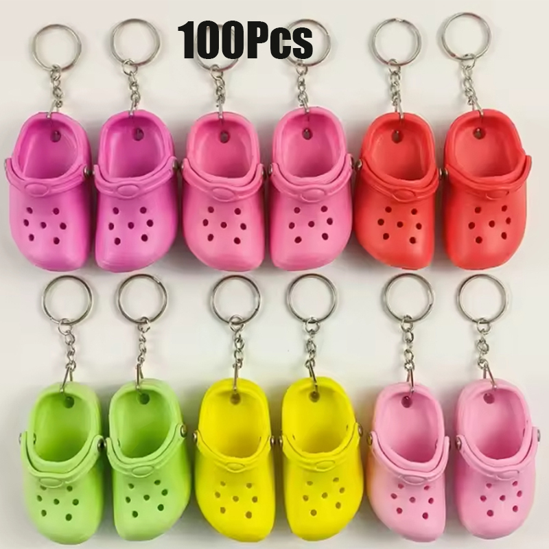 Croc Style Clog - 100Pcs Mini Croc Style Clog Keychain