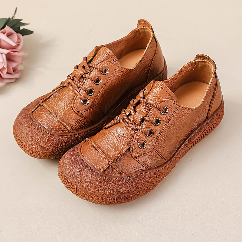 Women'S Shoes For Wide Feet - Retro genuine leather shoes for wide