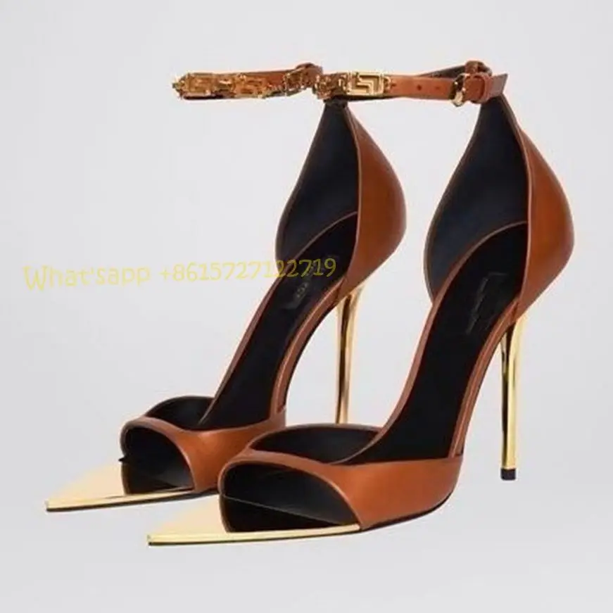 Women Shoes Luxury Brand - Women Cover Heels Silk Sandals Tan