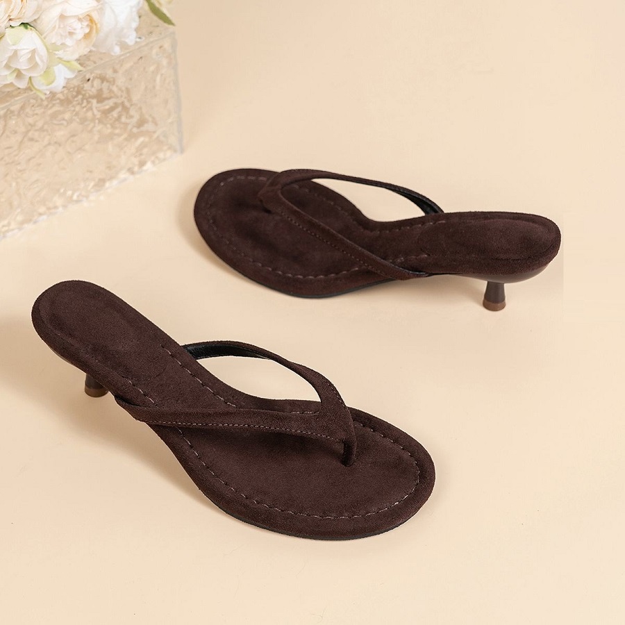 Women Shoes Formal - New Faux Suede Heeled Thong Sandals