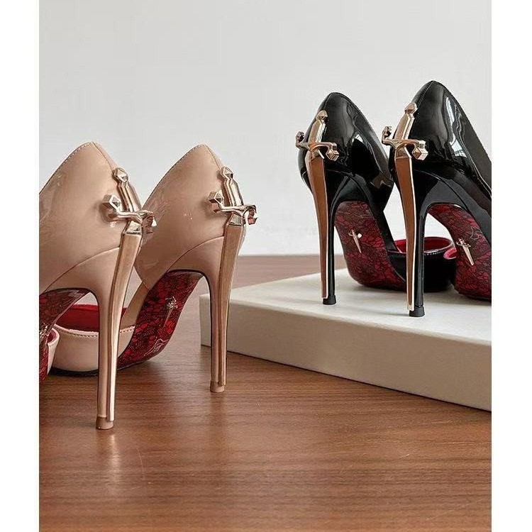 Side Empty Gold Scepter Nude H - Patent Leather Pump 评论和价格