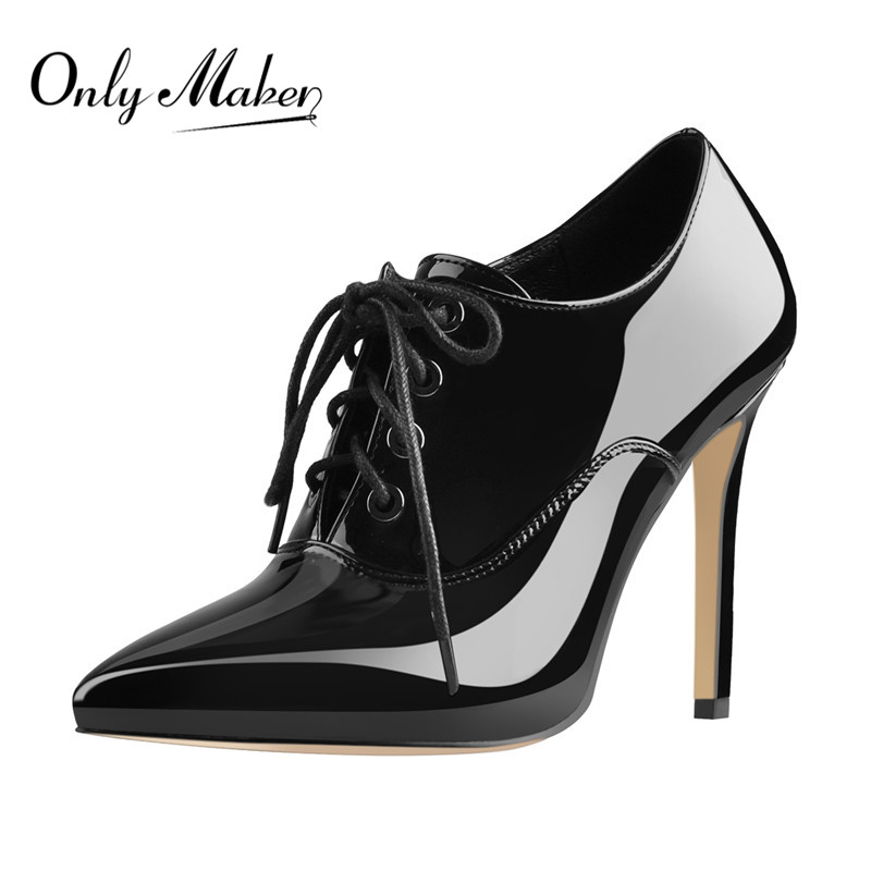 Onlymaker Women Lace Up Vintag - Court Heel Pointed 评论和价格