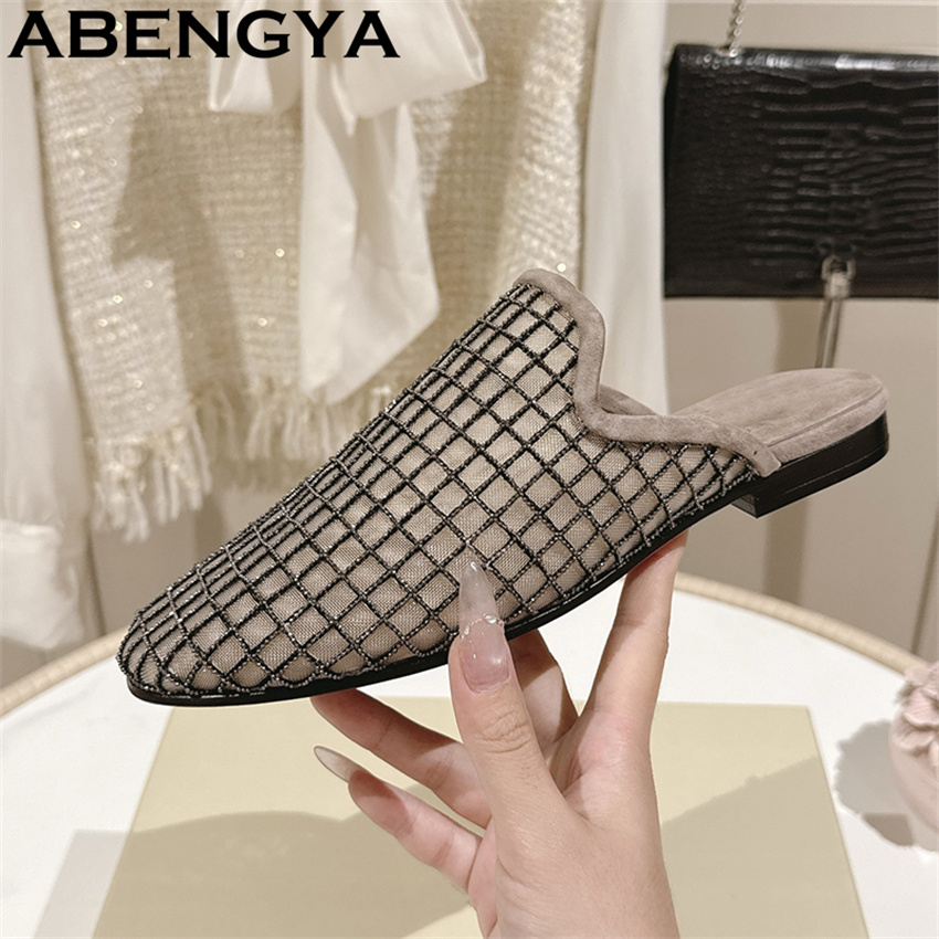 Shiny Lace Mesh Round Toe Flat - Loafer Flat Women 评论和价格