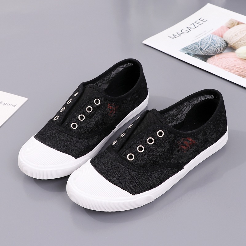 Fashion Lace White Canvas Shoe - Loafer Flat Women 评论和价格