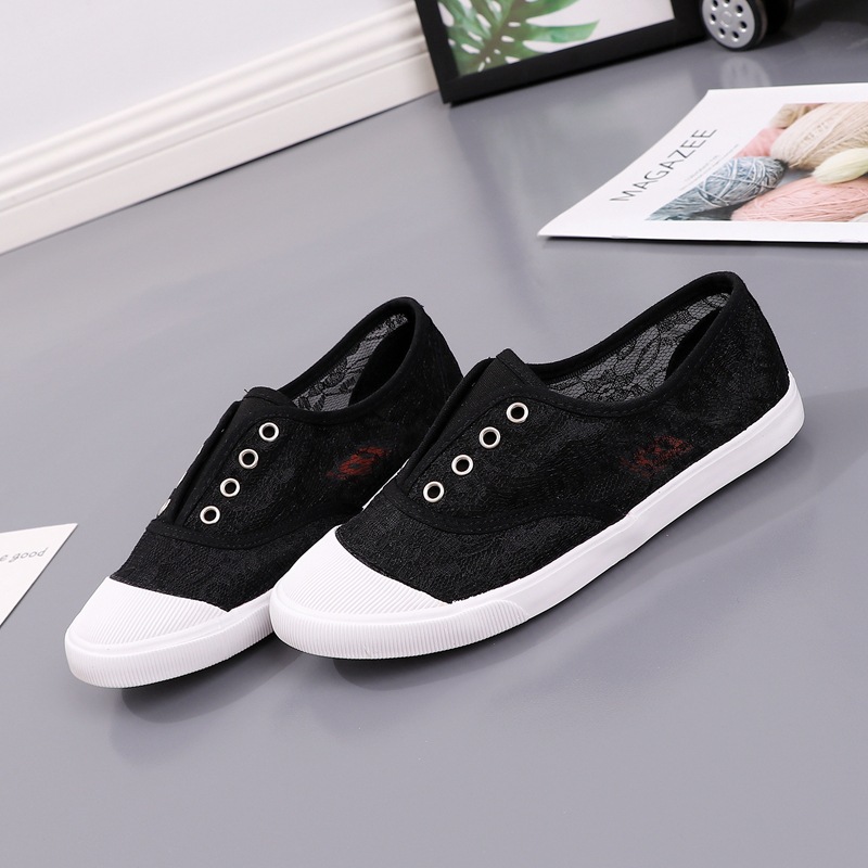 Fashion Lace White Canvas Shoe - Loafer Flat Women 评论和价格