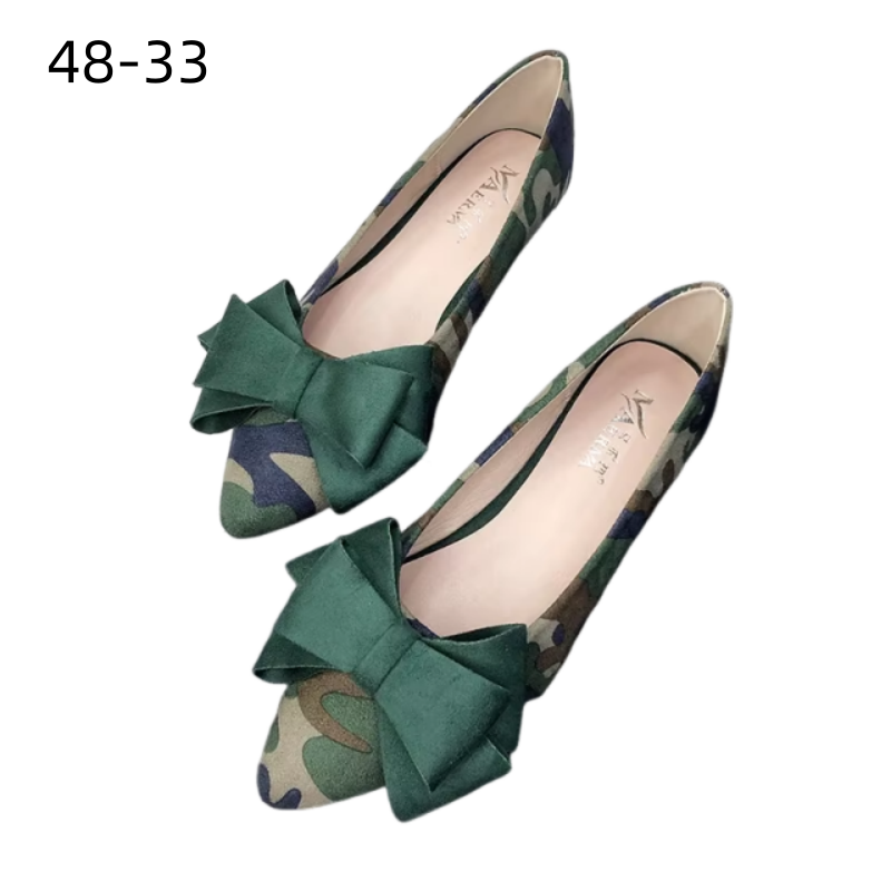 Lady Camouflage Bow Flats For  - Women'S Shoes For Wide Feet 评论和价格