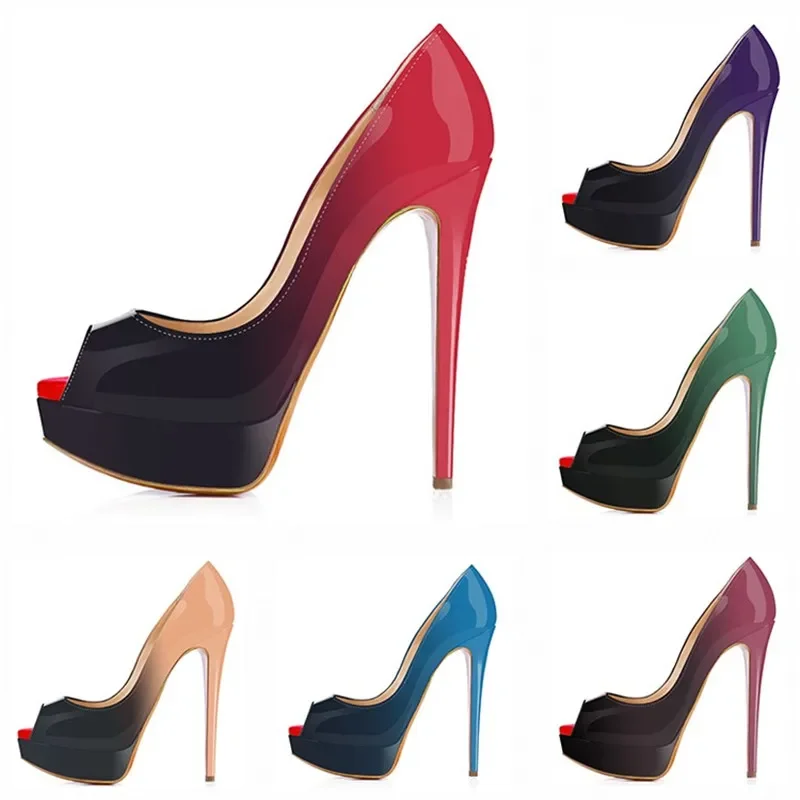Women Stilettos Sexy Pumps 14c - Patent Leather Pump 评论和价格