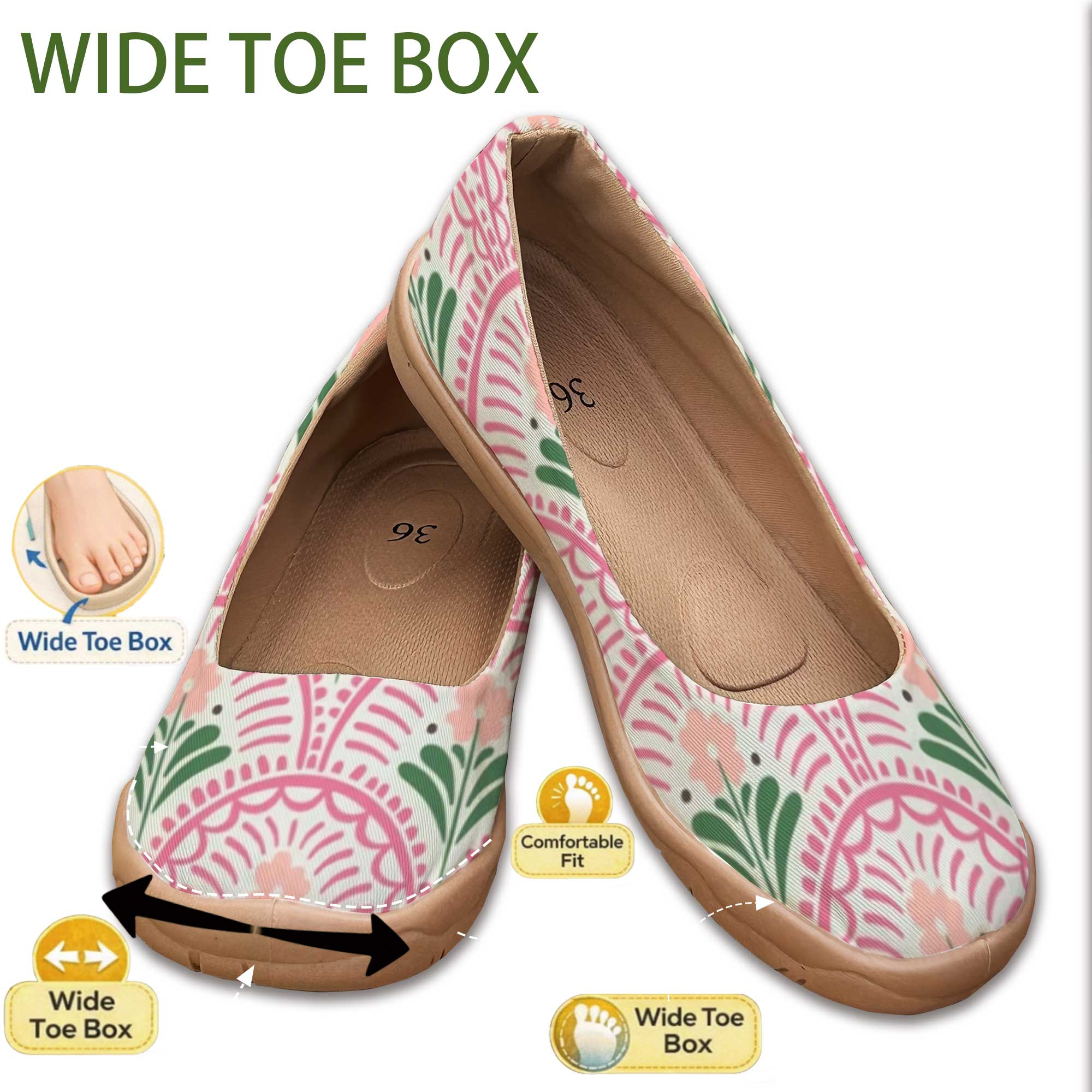Bohemian Style Wide-Fit Women' - Women'S Shoes For Wide Feet 评论和价格