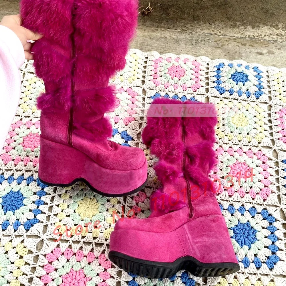 Hot Pink Thick-sole Furry Knee - Kids Shoes Women 评论和价格
