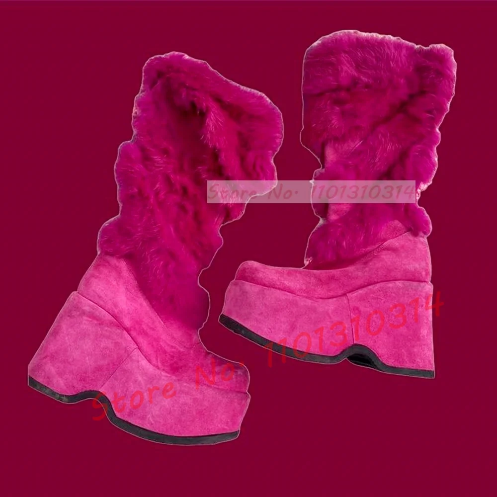 Hot Pink Thick-sole Furry Knee - Kids Shoes Women 评论和价格