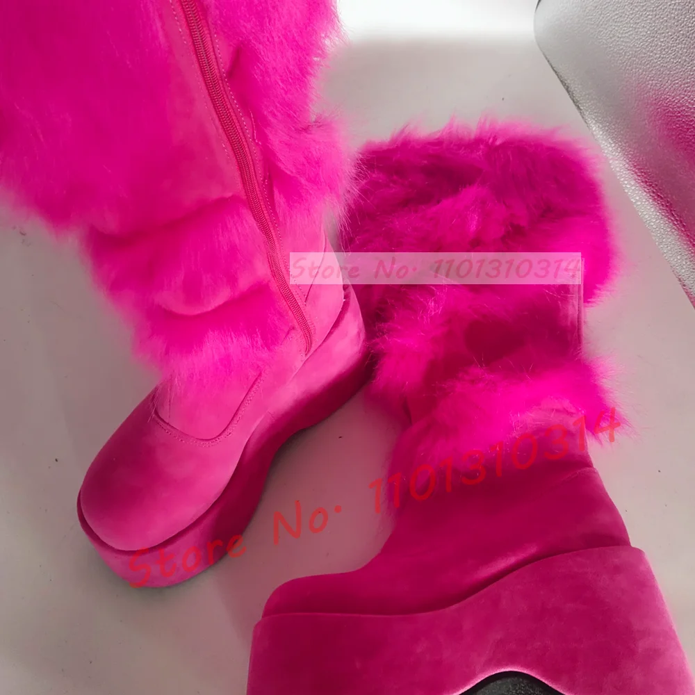 Hot Pink Thick-sole Furry Knee - Kids Shoes Women 评论和价格
