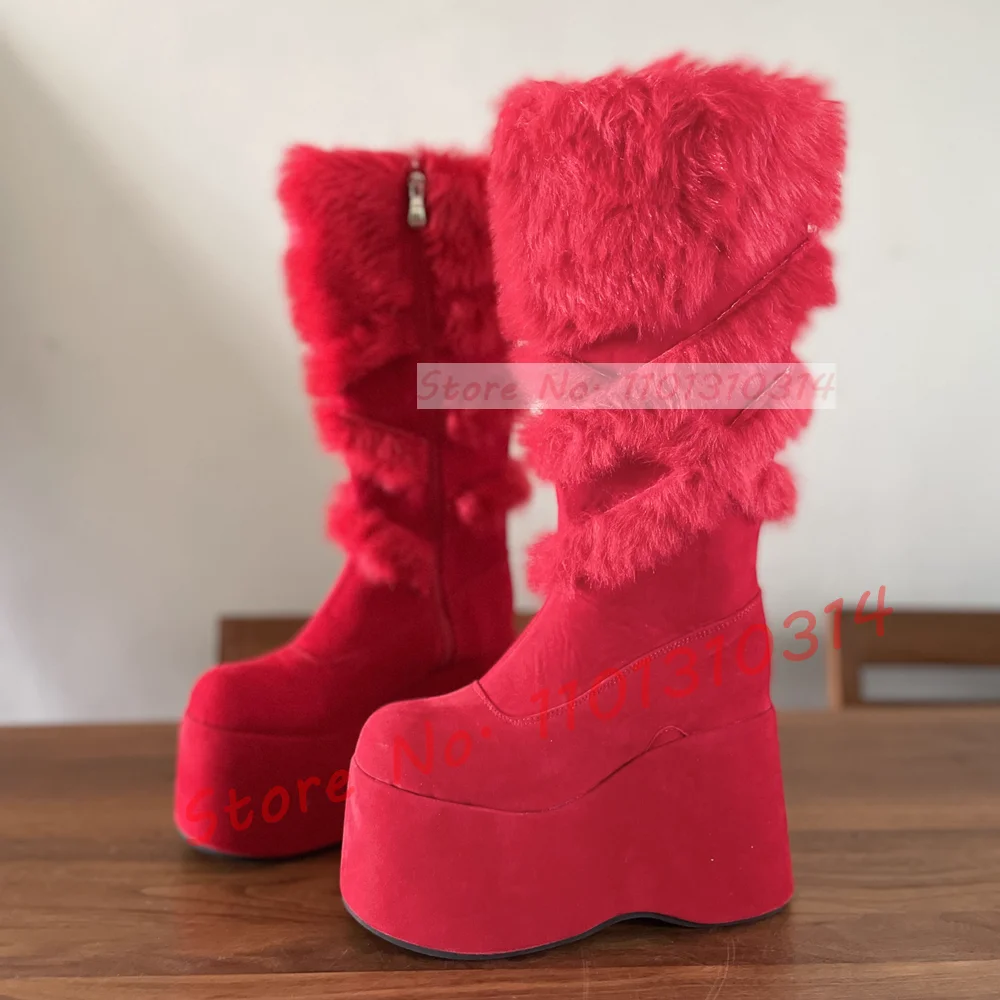Hot Pink Thick-sole Furry Knee - Kids Shoes Women 评论和价格