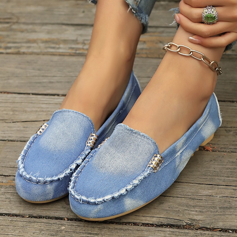 Fashion Light Blue Denim Mocca - Loafer Flat Women 评论和价格