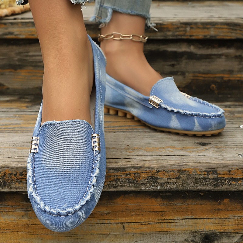 Fashion Light Blue Denim Mocca - Loafer Flat Women 评论和价格