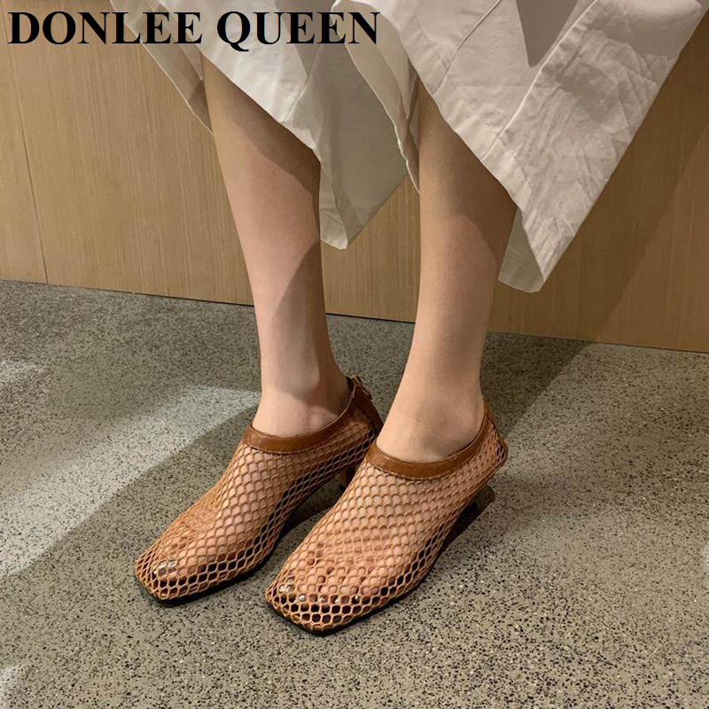 Vintage Mesh Square Toe Mule S - Women'S Shoes Kitten Heels 评论和价格