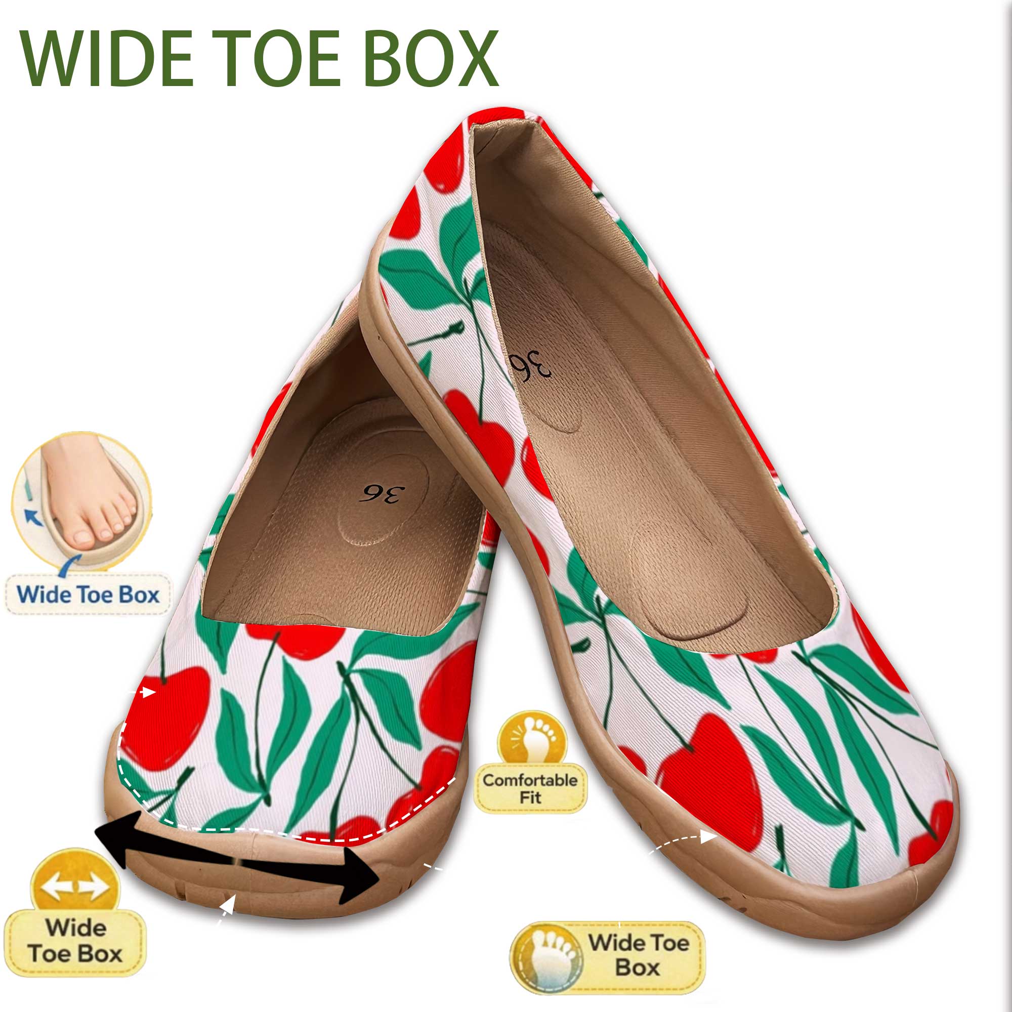 Sweet Cherry-Colored Wide-Fit  - Women'S Shoes For Wide Feet 评论和价格