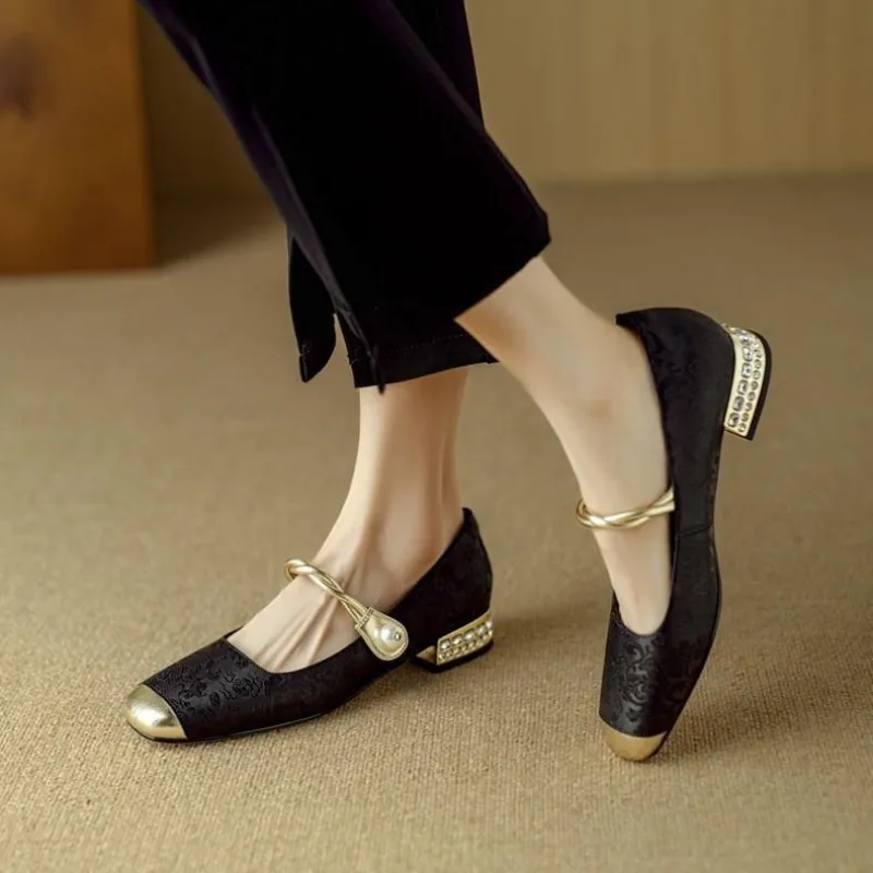 Block Heel Woman Pumps Square  - Women Shoes Japanese Brand 评论和价格