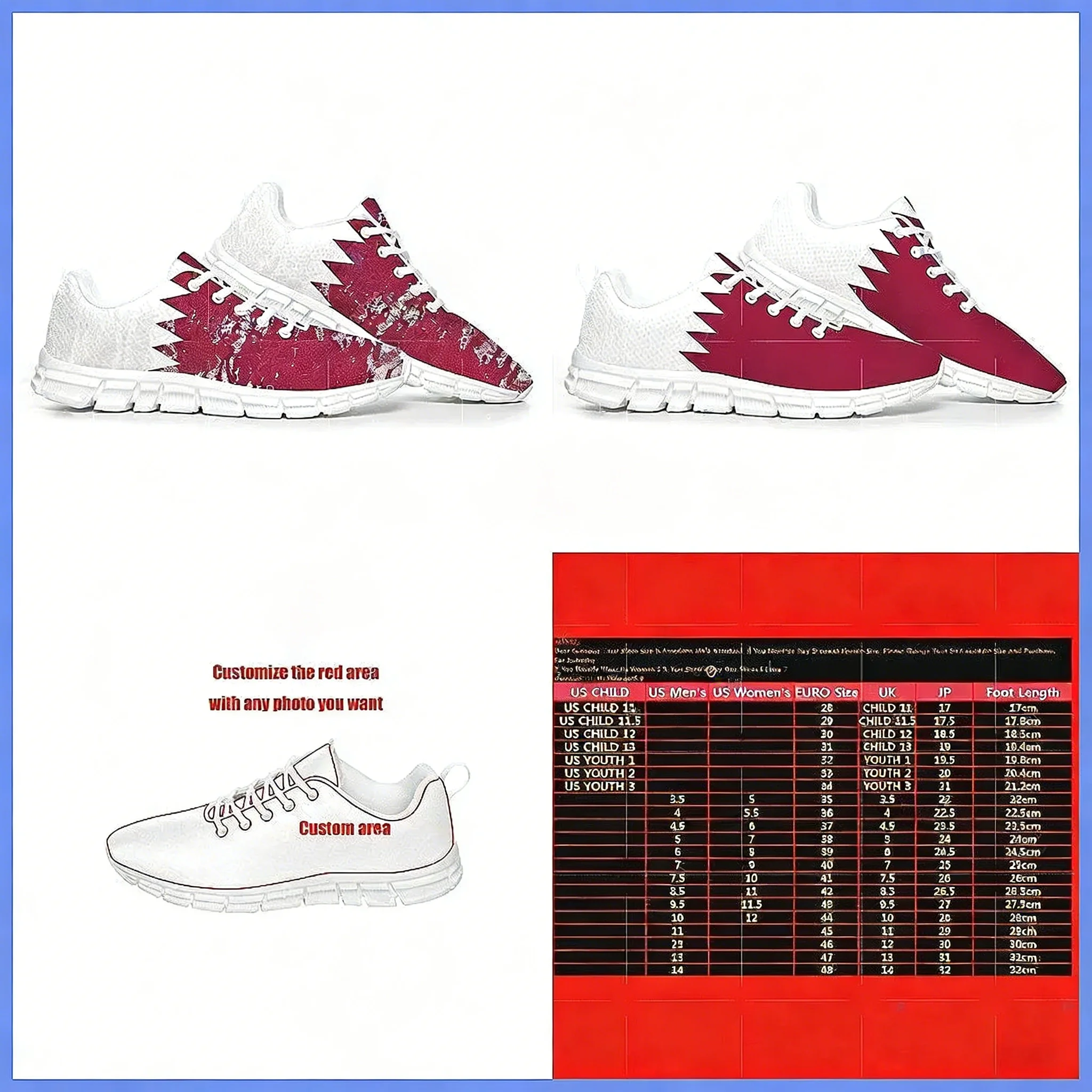 Qatar Flag Sports Shoes, Custo - Women Shoes Qatar 评论和价格